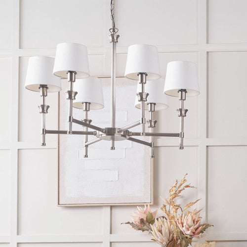 Salvatore Antique Silver Metal 6 Arm Pendant Chandelier – Handcrafted in India