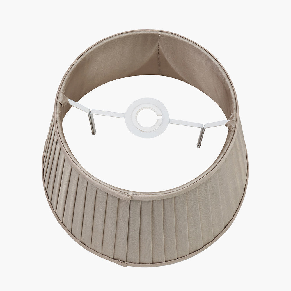 Lyndon 30cm Taupe Silk Mix Knife Pleat Tapered Lampshade – Refined Texture and Timeless Warmth