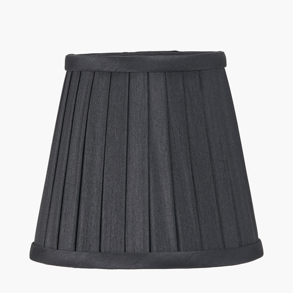 Lyndon 15cm Black Silk Mix Knife Pleat Tapered Lampshade – Classic Elegance for Modern UK Homes