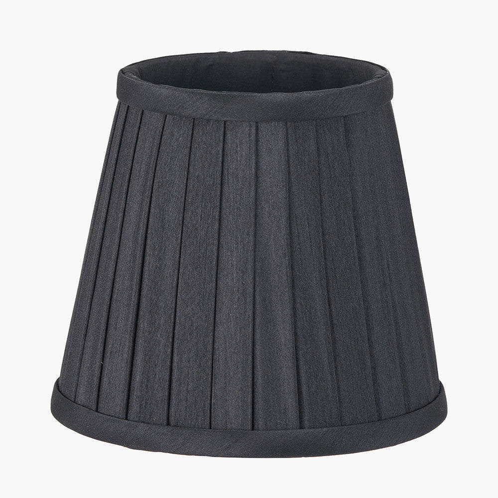 Lyndon 15cm Black Silk Mix Knife Pleat Tapered Lampshade – Classic Elegance for Modern UK Homes