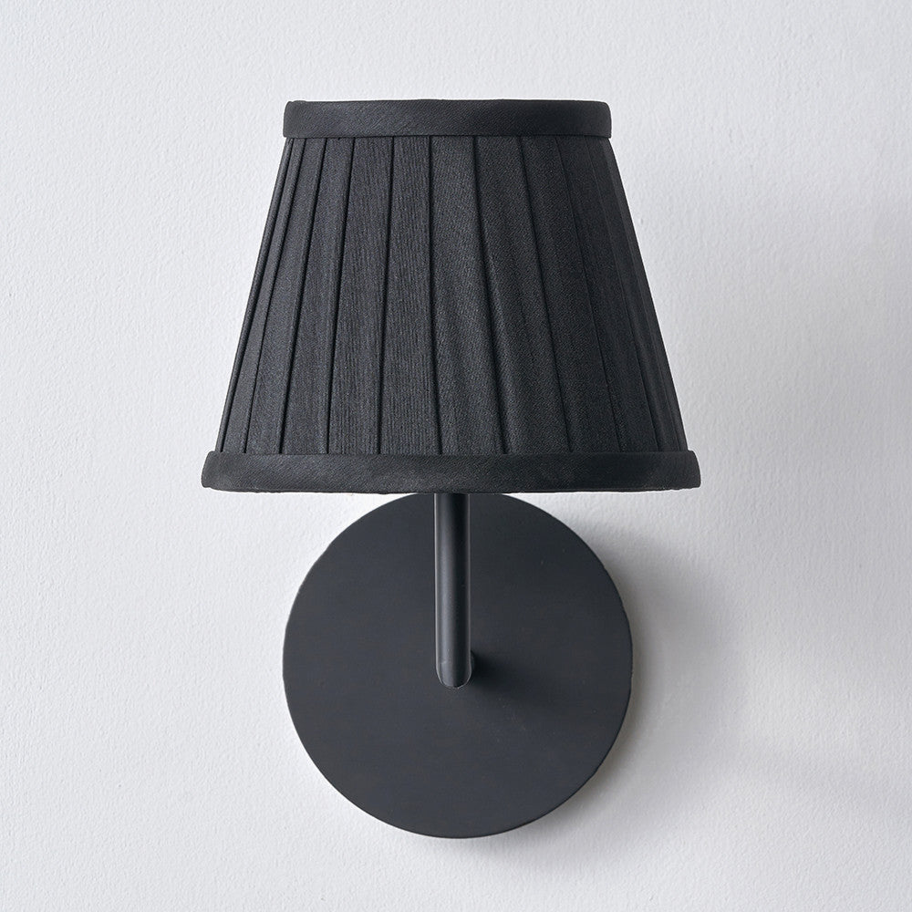 Lyndon 15cm Black Silk Mix Knife Pleat Tapered Lampshade – Classic Elegance for Modern UK Homes