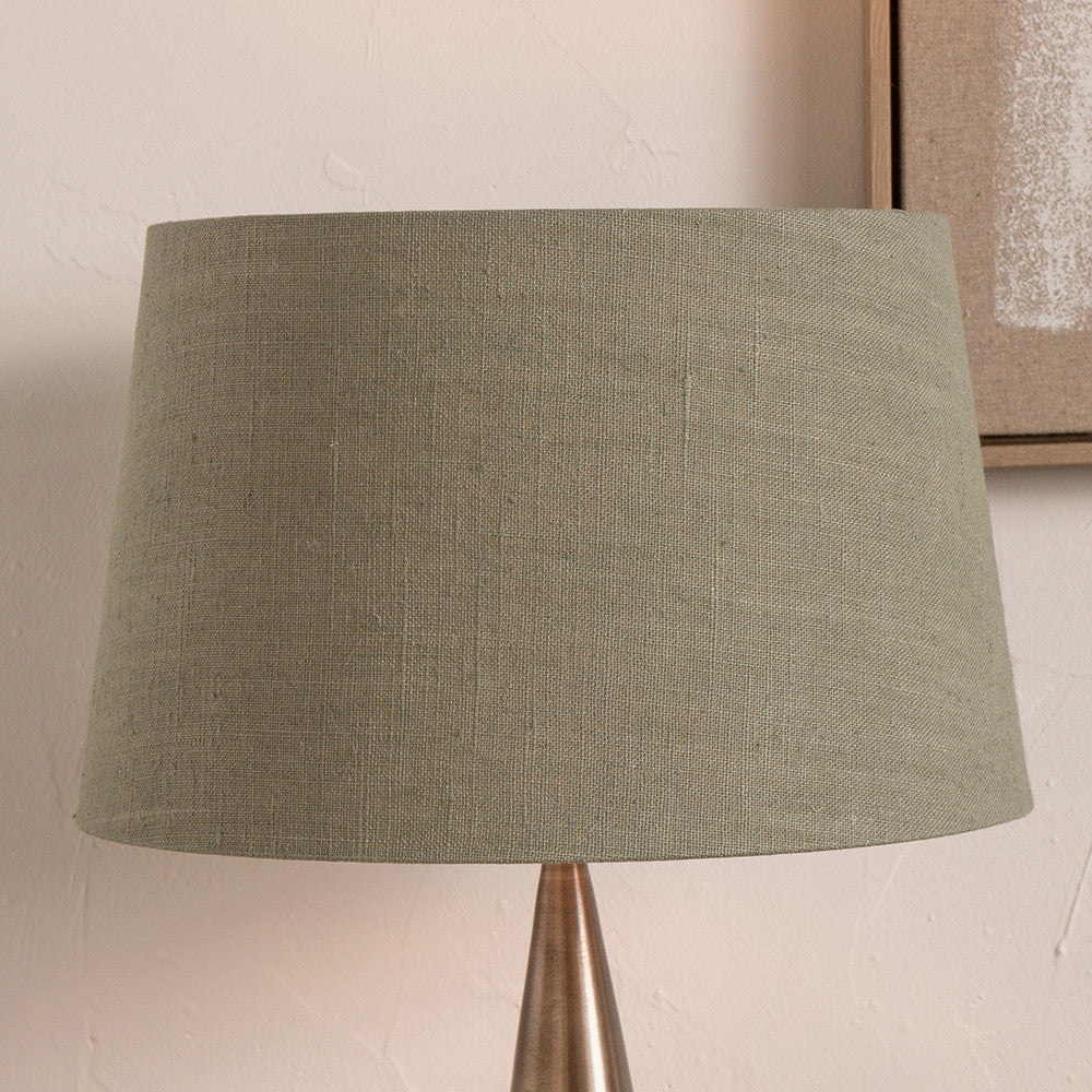 Milos 30cm Pistachio Green Linen Tapered Lampshade – Natural Texture with Contemporary Elegance
