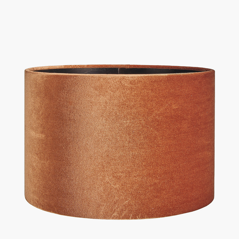 Bow 30cm Tobacco Velvet Cylinder Lampshade – Luxurious Warmth for Modern Interiors