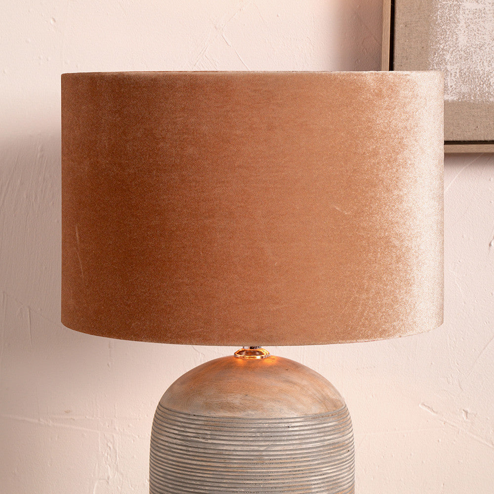 Bow 30cm Apricot Velvet Cylinder Lampshade – Elegant Velvet Lighting for Modern UK Homes
