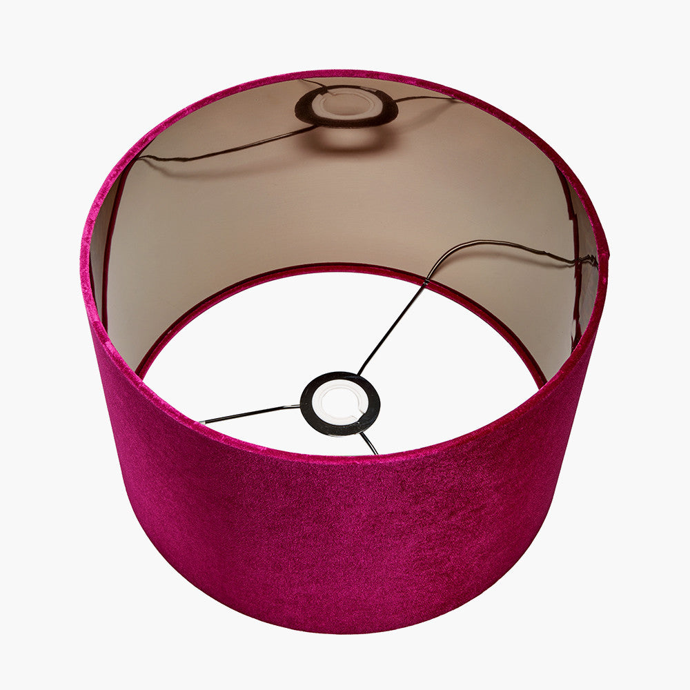 Bow 40cm Raspberry Velvet Cylinder Lampshade