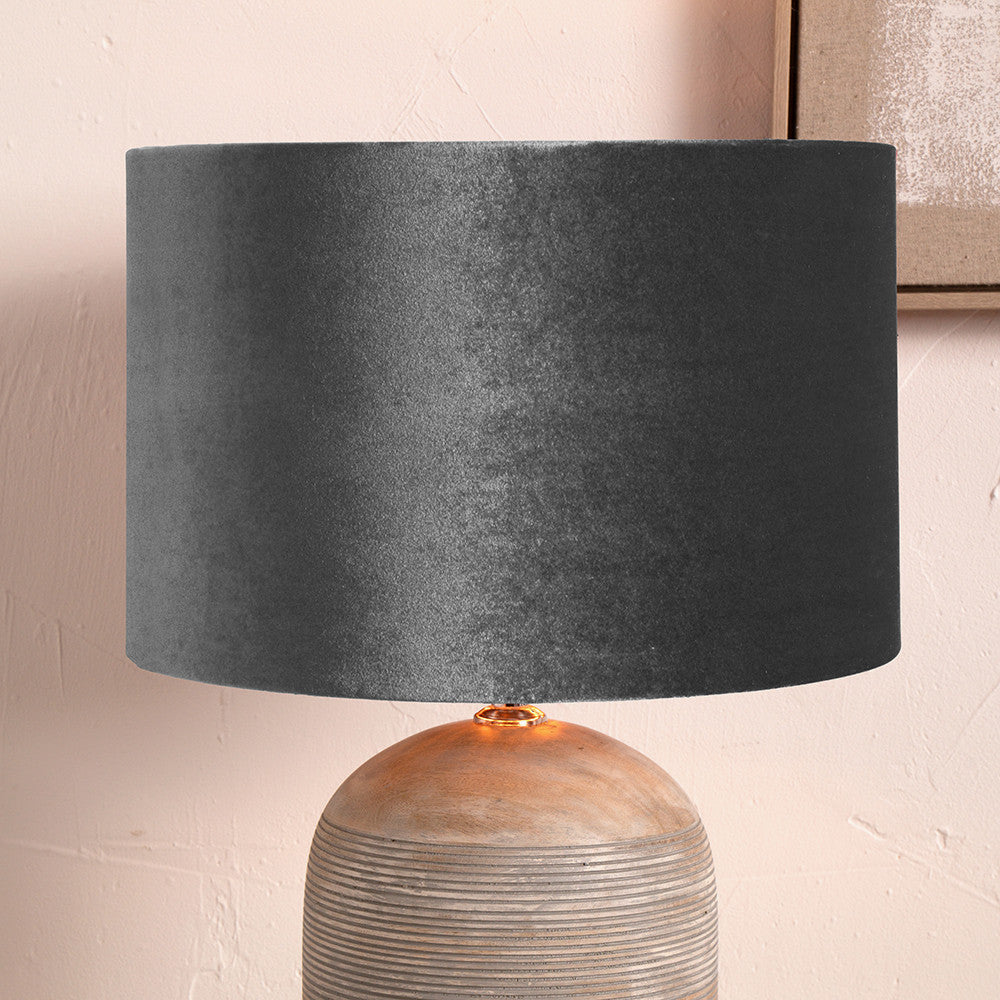 Bow 30cm Slate Velvet Cylinder Lampshade – Elegant Velvet Lighting for Contemporary UK Homes