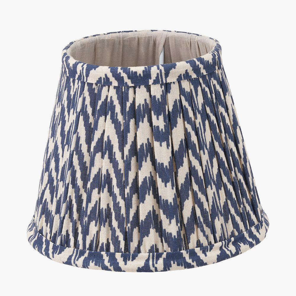 Vienna 16cm Blue Chevron Pleated Cotton Tapered Lampshade