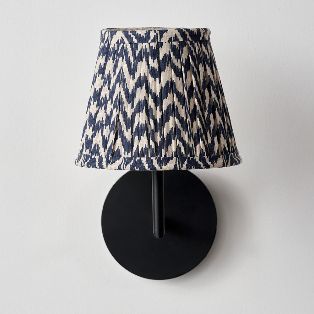 Vienna 16cm Blue Chevron Pleated Cotton Tapered Lampshade