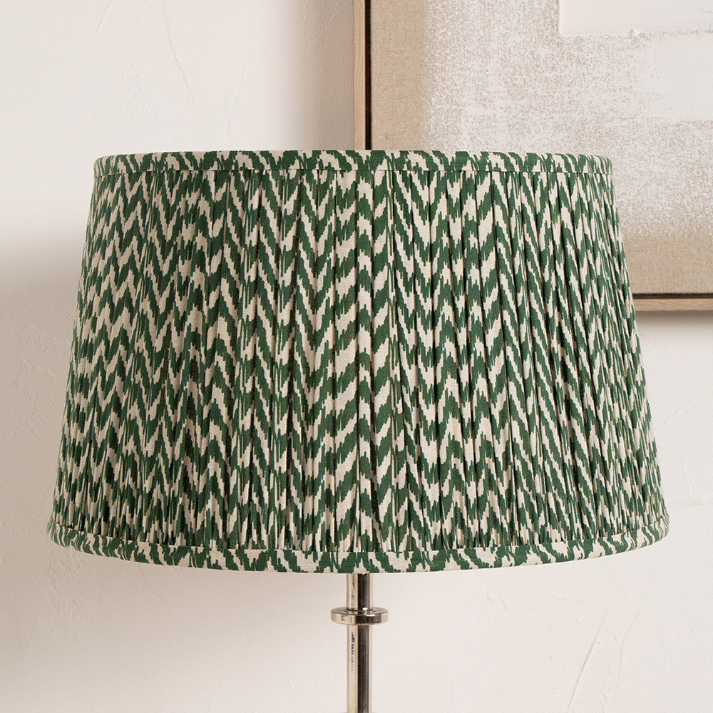 Vienna 30cm Forest Green Chevron Mushroom Pleat Lampshade – Timeless Pattern, Modern Sophistication