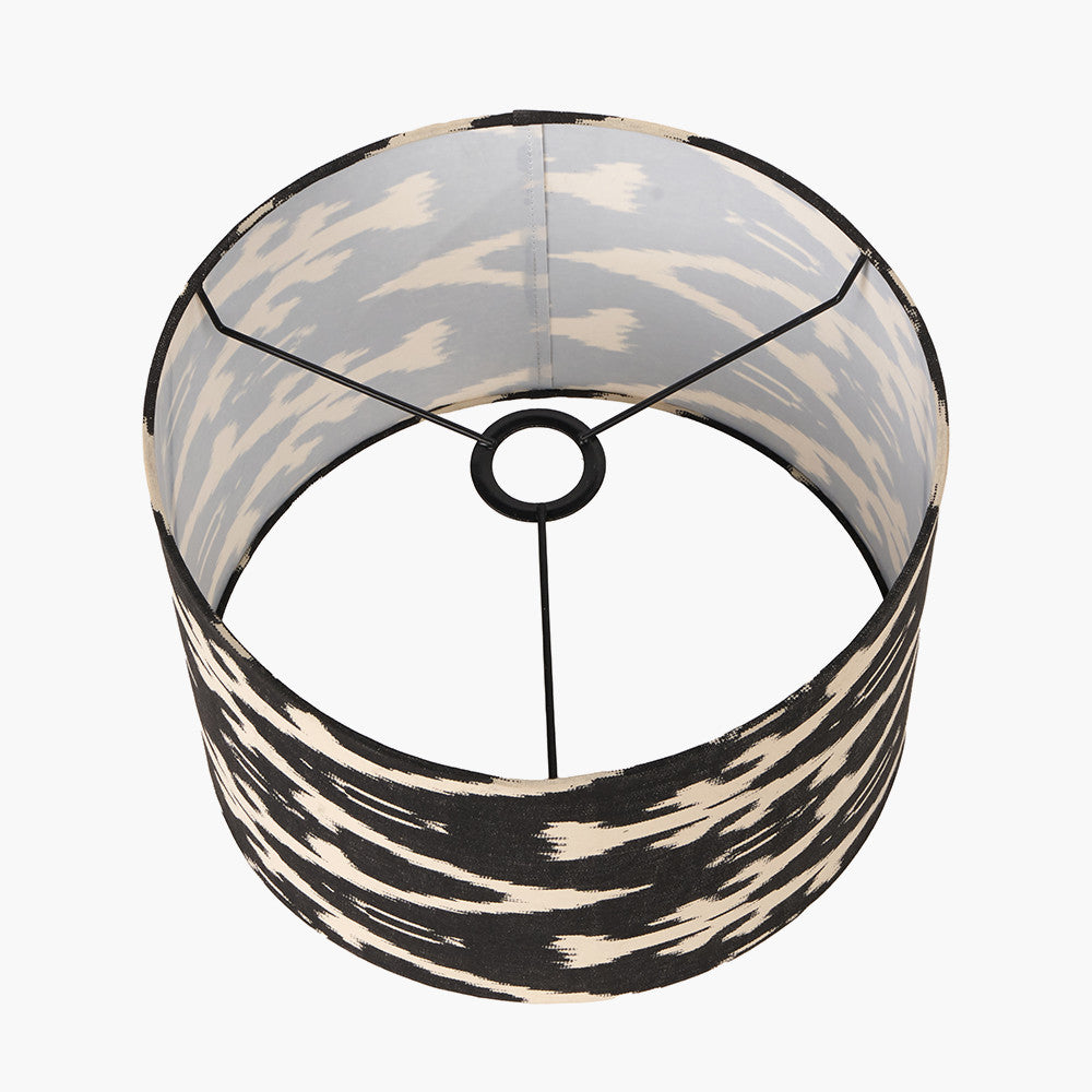 Lars 30cm Black Ikat Patterned Cylinder Lampshade – Modern Statement Lighting