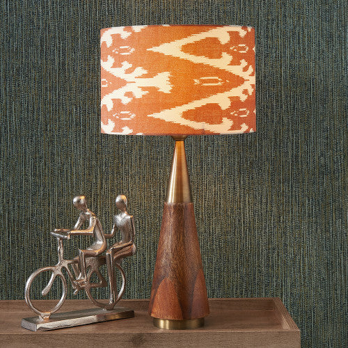 Lars 30cm Cinnamon Ikat Patterned Cylinder Lampshade – Modern Statement Lighting