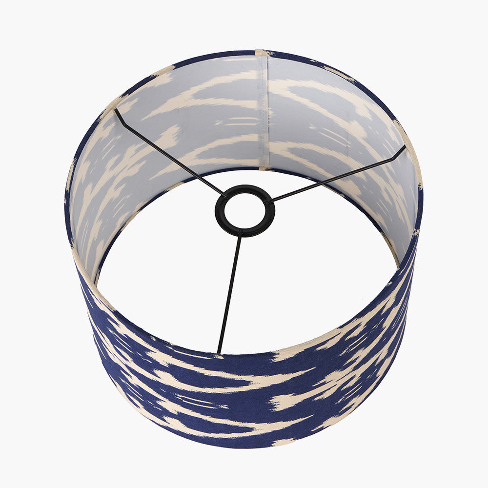 Lars 30cm Ocean Blue Ikat Patterned Cylinder Lampshade – Modern Statement Lighting
