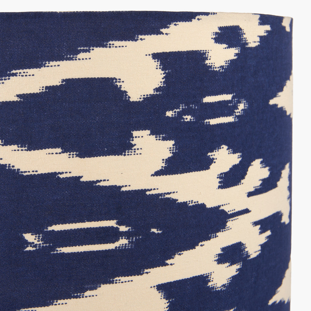 Lars 30cm Ocean Blue Ikat Patterned Cylinder Lampshade – Modern Statement Lighting