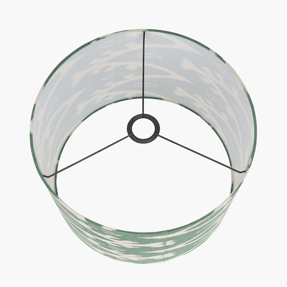 Lars 30cm Racing Green Ikat Patterned Cotton Cylinder Lampshade – Modern Handmade Light Shade for UK Homes