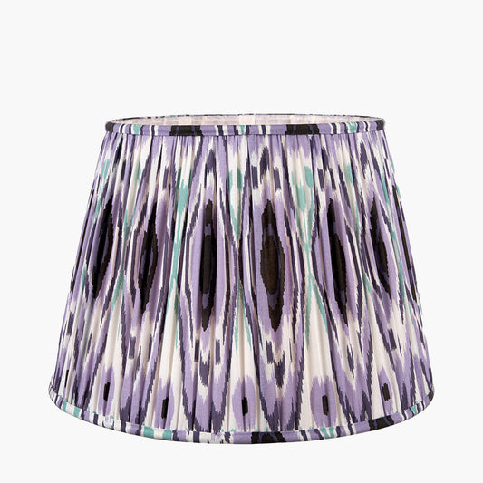 Izara 30cm Lilac Ikat Patterned Mushroom Pleat Tapered Lampshade – Elegant Textured Design