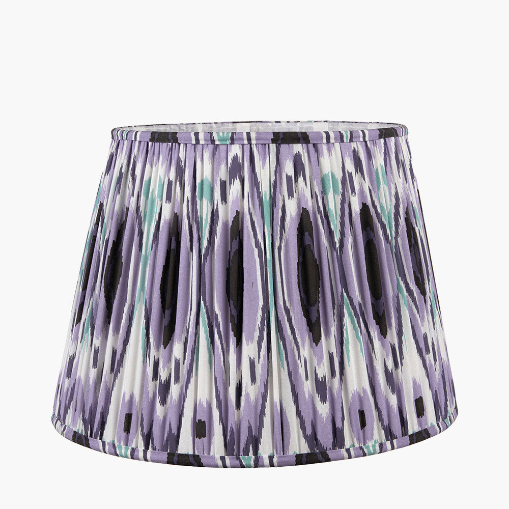 Izara 30cm Lilac Ikat Patterned Mushroom Pleat Tapered Lampshade – Elegant Textured Design