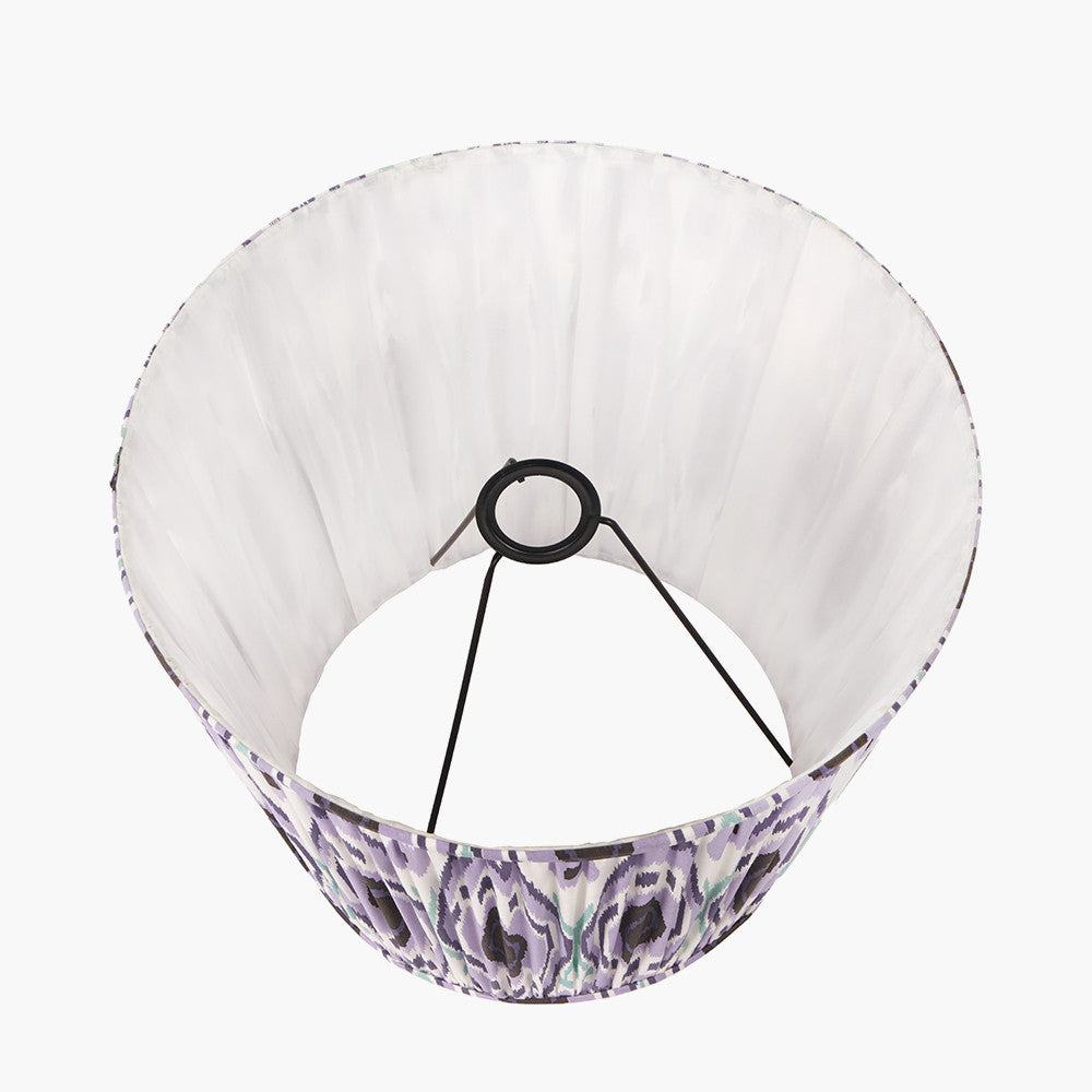 Izara 30cm Lilac Ikat Patterned Mushroom Pleat Tapered Lampshade – Elegant Textured Design