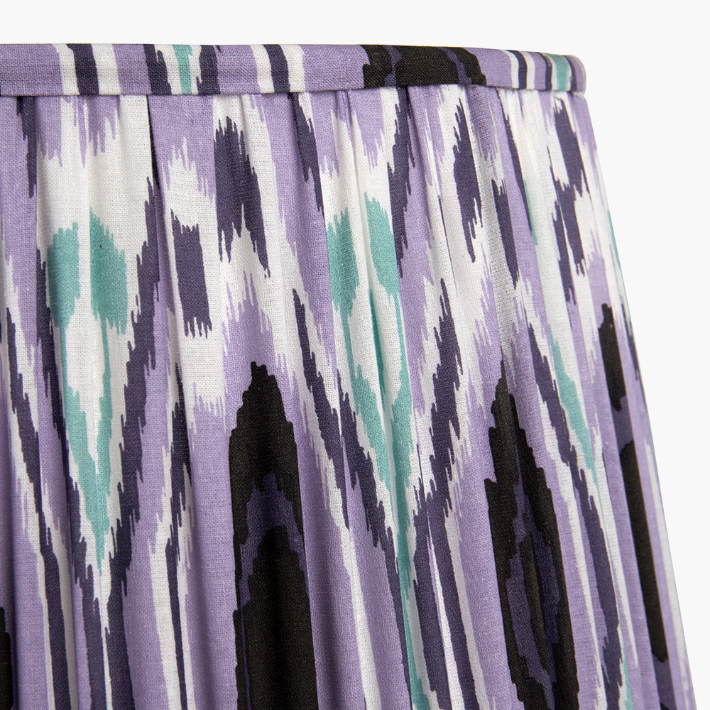 Izara 30cm Lilac Ikat Patterned Mushroom Pleat Tapered Lampshade – Elegant Textured Design