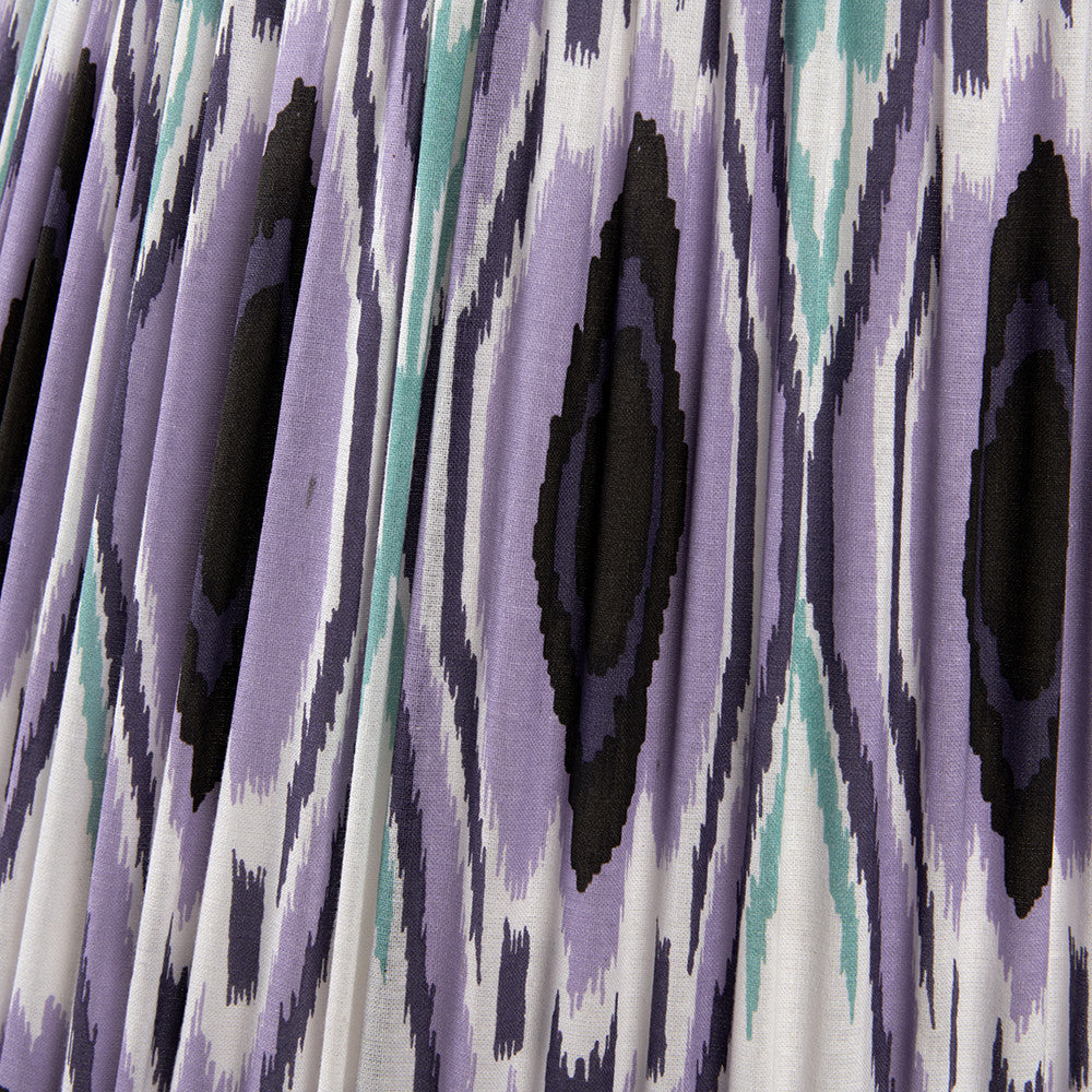 Izara 30cm Lilac Ikat Patterned Mushroom Pleat Tapered Lampshade – Elegant Textured Design