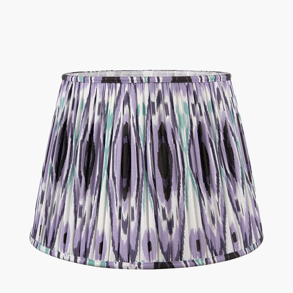 Izara 30cm Lilac Ikat Patterned Mushroom Pleat Tapered Lampshade – Elegant Textured Design