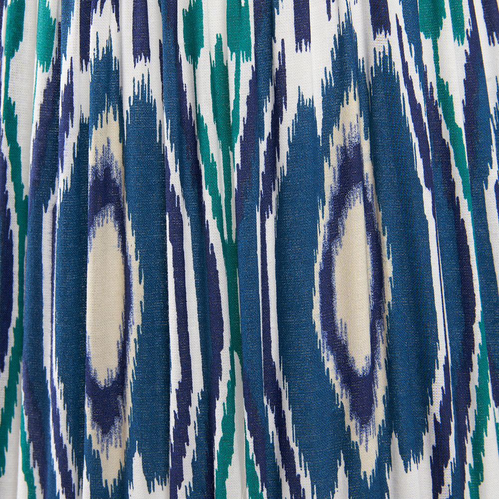Izara 30cm Ocean Blue Ikat Patterned Mushroom Pleat Tapered Lampshade – Elegant Textured Design