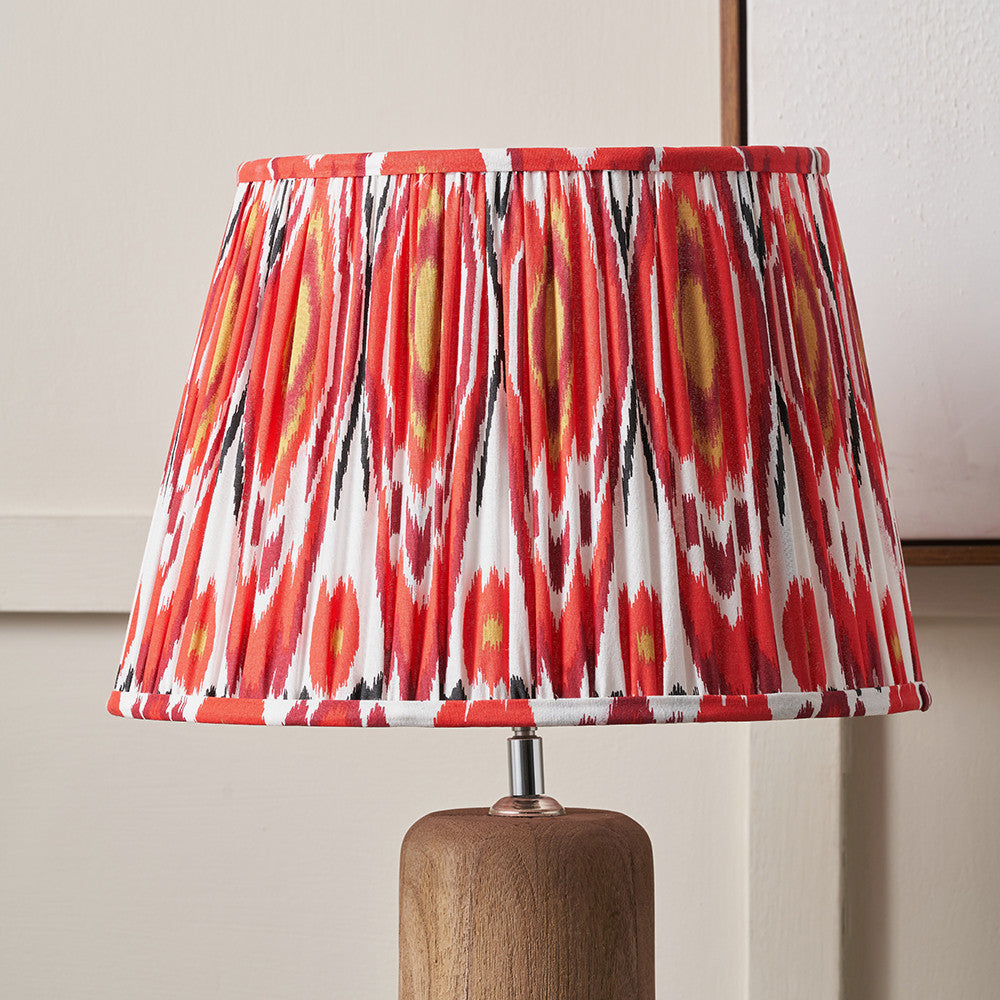 Izara 30cm Red Ikat Patterned Mushroom Pleat Tapered Lampshade