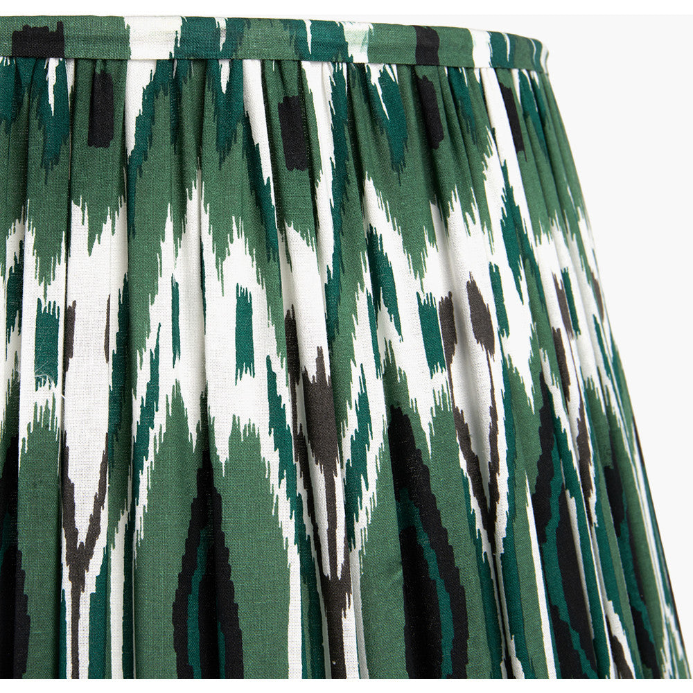 Izara 30cm Racing Green Ikat Patterned Mushroom Pleat Tapered Lampshade