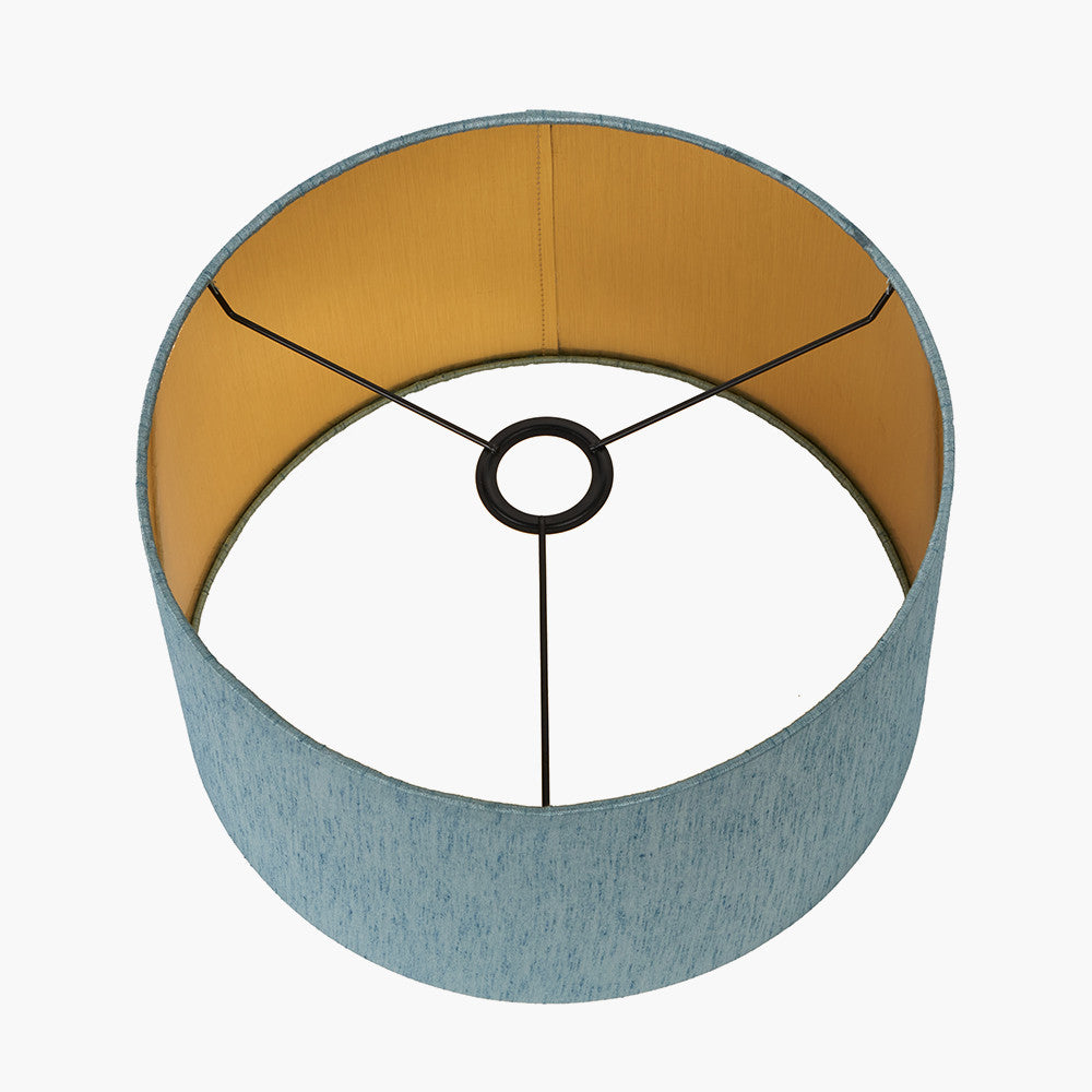 Stellan 30cm Duck Egg Silk Mix Cylinder Lampshade with Gold Lining – Elegant Modern Light Shade for UK Homes