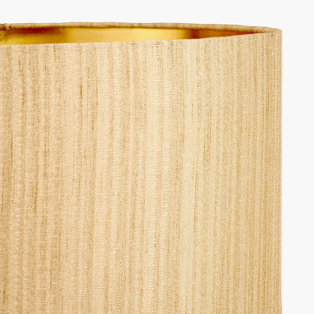 Stellan 30cm Gold Silk Mix Cylinder Lampshade with Gold Lining – Luxury Modern Light Shade for UK Homes