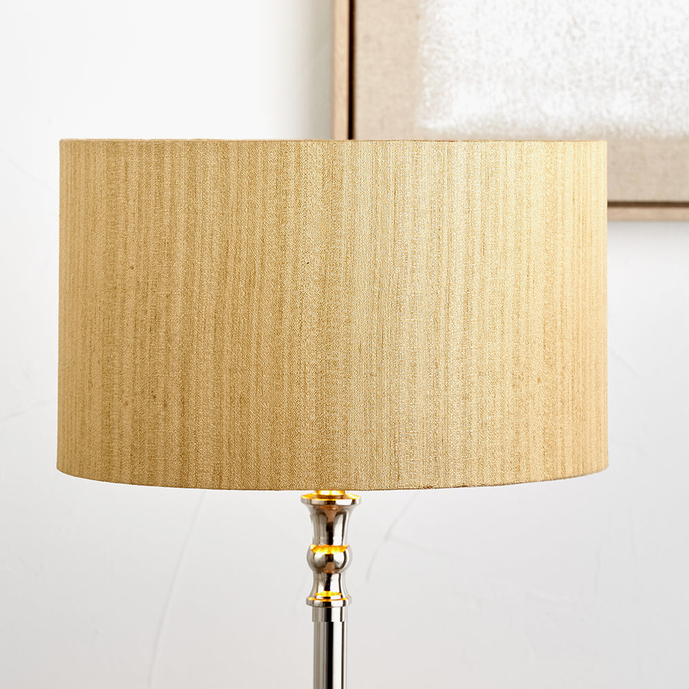 Stellan 30cm Gold Silk Mix Cylinder Lampshade with Gold Lining – Luxury Modern Light Shade for UK Homes