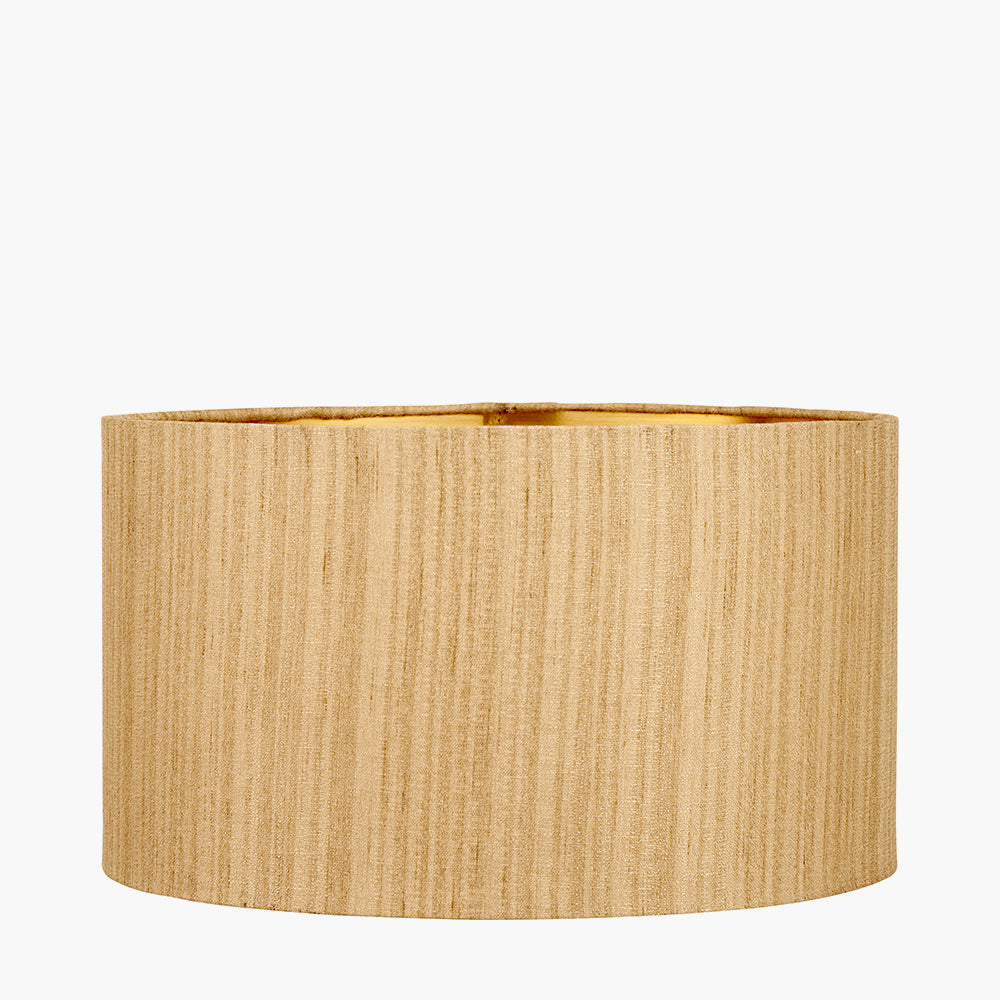 Stellan 30cm Gold Silk Mix Cylinder Lampshade with Gold Lining – Luxury Modern Light Shade for UK Homes