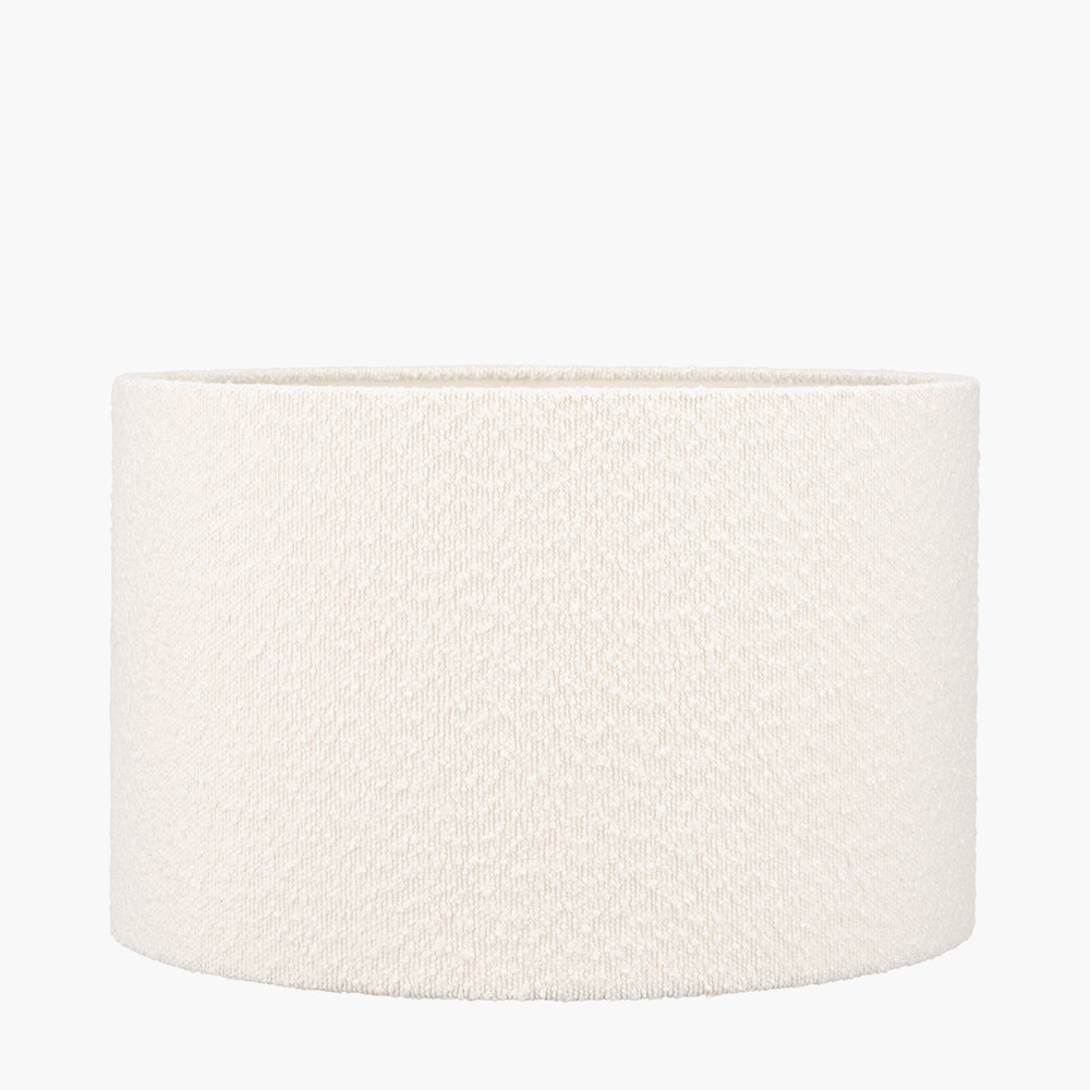 Rouen 50cm White Bouclé Cylinder Lampshade – Modern Texture and Effortless Elegance