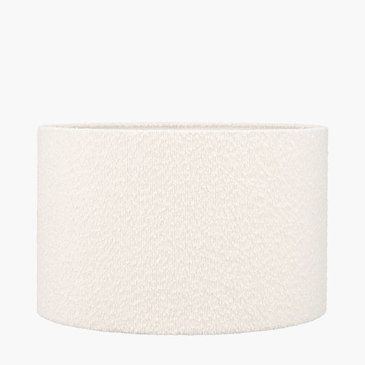 Rouen 50cm White Bouclé Cylinder Lampshade – Modern Texture and Effortless Elegance