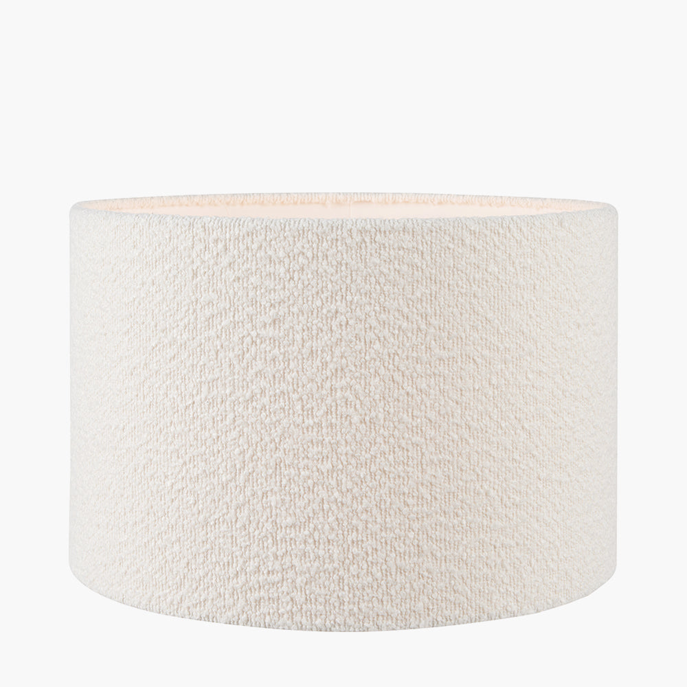 Rouen 50cm White Bouclé Cylinder Lampshade – Modern Texture and Effortless Elegance
