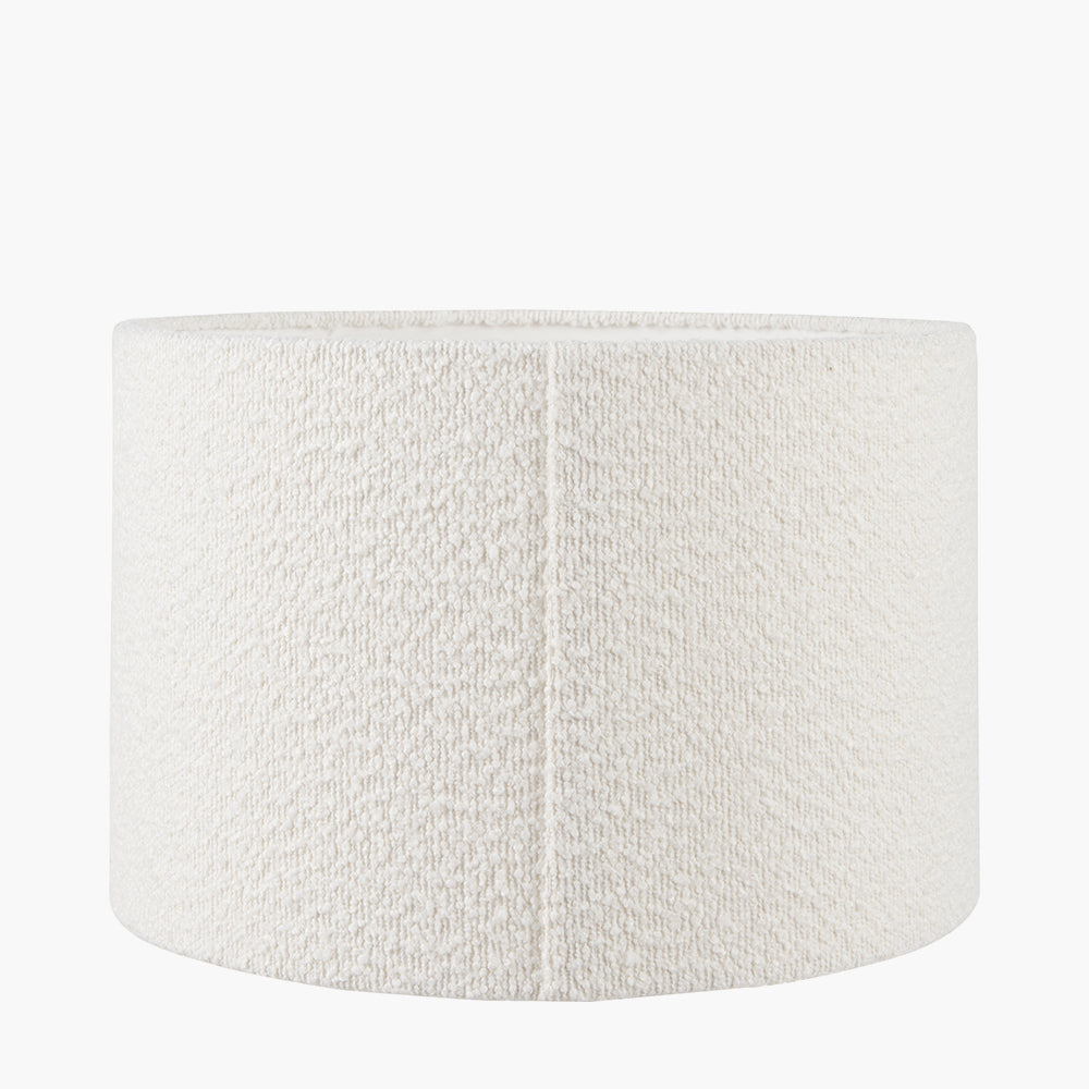 Rouen 50cm White Bouclé Cylinder Lampshade – Modern Texture and Effortless Elegance