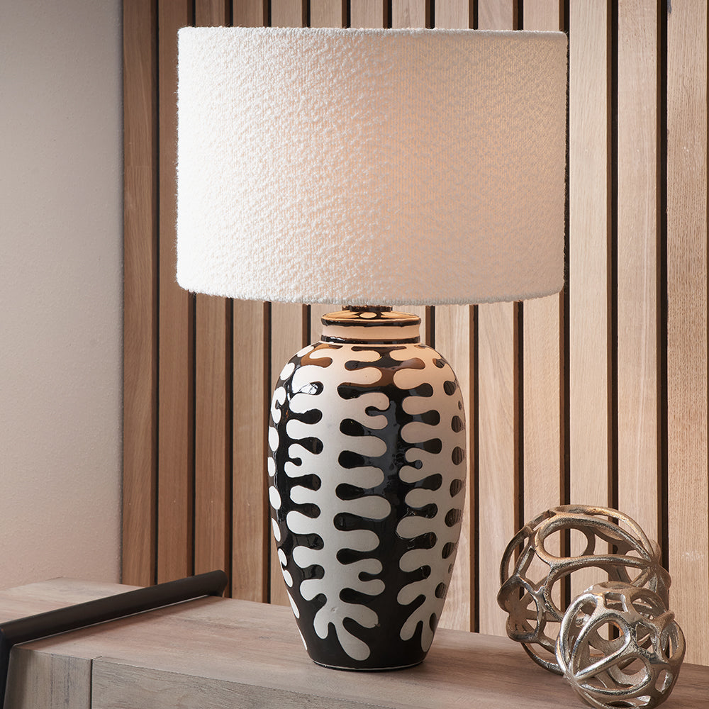 Rouen 50cm White Bouclé Cylinder Lampshade – Modern Texture and Effortless Elegance
