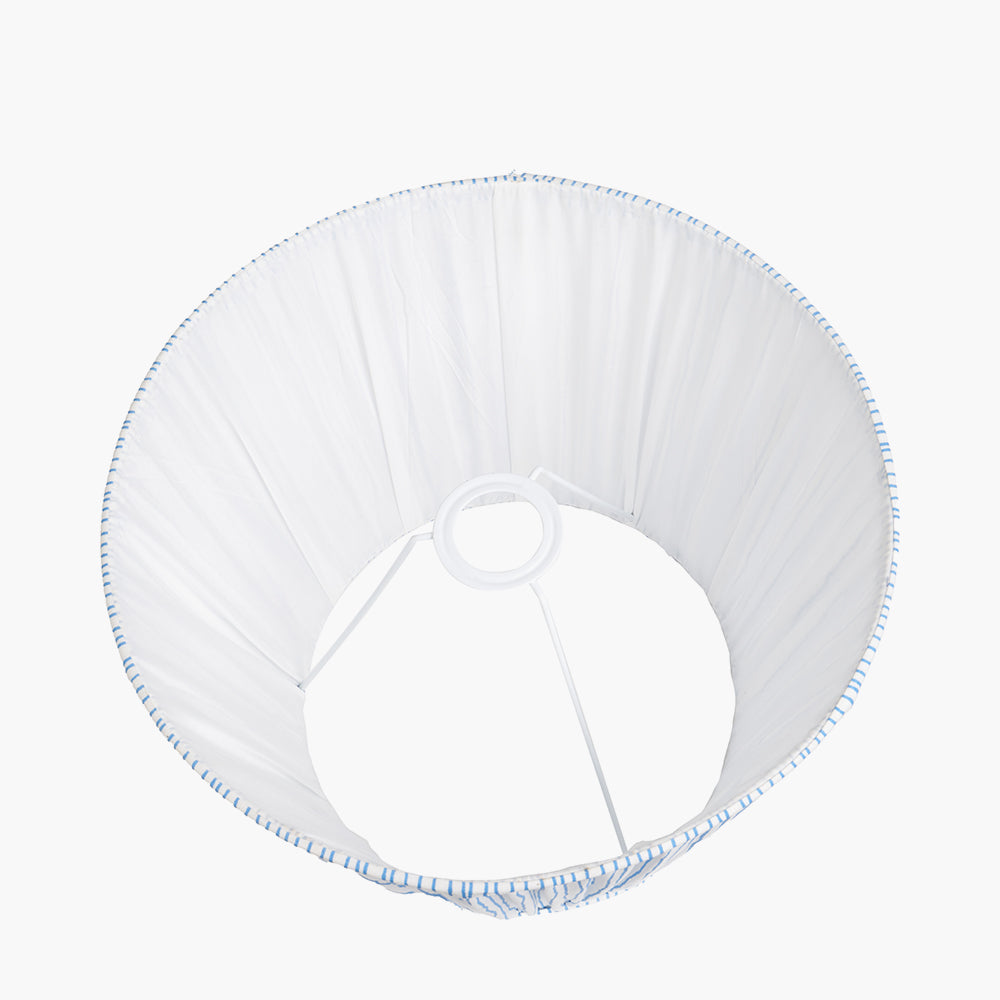 Thiago 40cm Ocean Blue Stripe Mushroom Pleat Lampshade | Tapered Pleated Shade