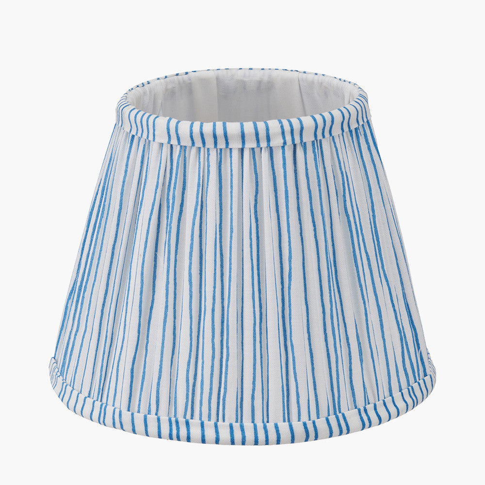 Thiago 16cm Ocean Blue Stripe Mushroom Pleat Tapered Lampshade – Coastal Charm for UK Homes