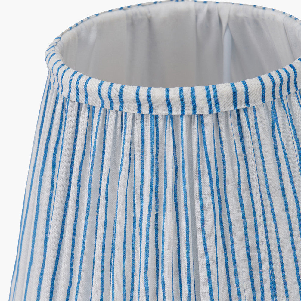 Thiago 16cm Ocean Blue Stripe Mushroom Pleat Tapered Lampshade – Coastal Charm for UK Homes