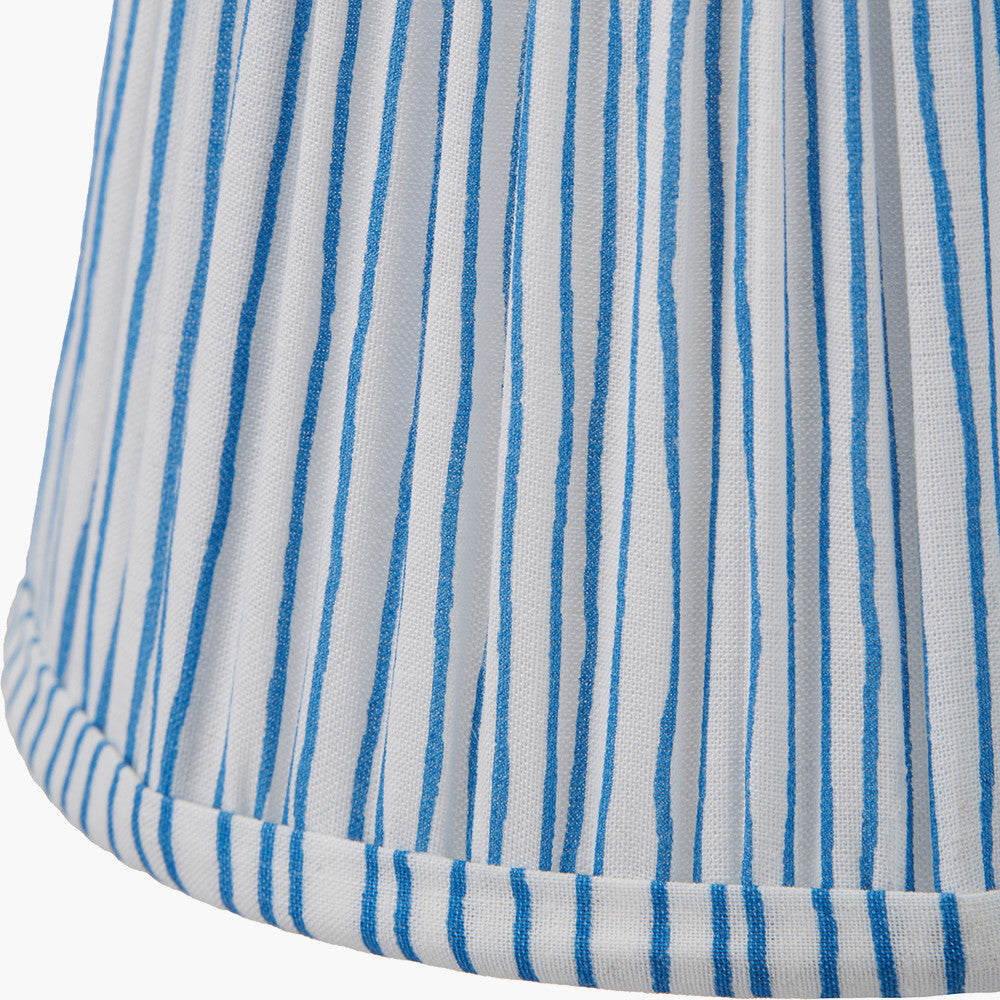 Thiago 16cm Ocean Blue Stripe Mushroom Pleat Tapered Lampshade – Coastal Charm for UK Homes