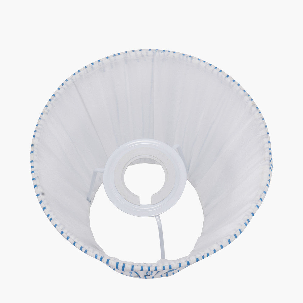 Thiago 16cm Ocean Blue Stripe Mushroom Pleat Tapered Lampshade – Coastal Charm for UK Homes