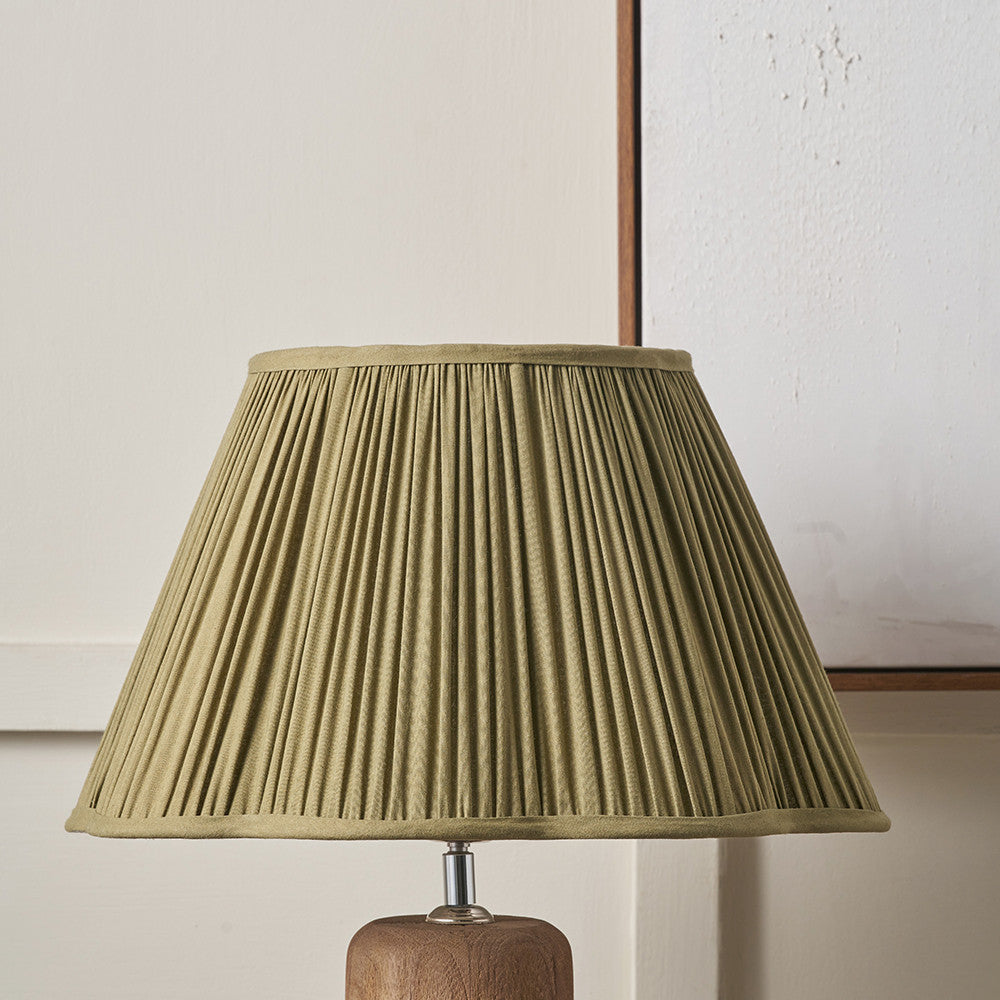 Malia 35cm Olive Green Mushroom Pleat Scalloped Tapered Lampshade – Elegant, Textured Sophistication