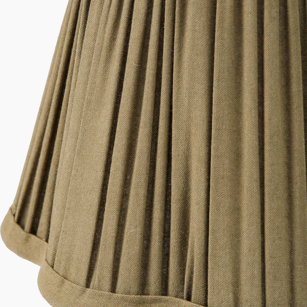 Malia 40cm Olive Green Mushroom Pleat Scalloped Tapered Lamp Shade