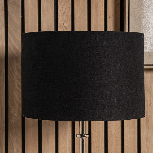 Lino 50cm Black Self-Lined Linen Cylinder Lampshade – Bold Modern Design with Soft Ambient Glow