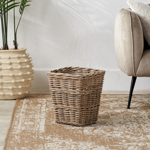 Tobs Grey Kubu Rattan Square Waste Paper Bin