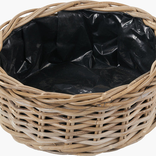 Tobs Set of 3 Grey Kubu Rattan Round Basket Planters – Indoor & Outdoor Decorative Storage