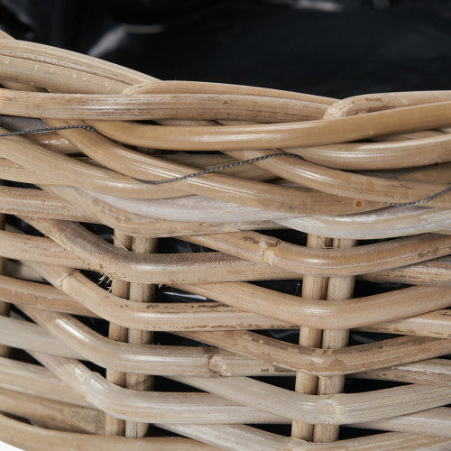 Tobs Set of 3 Grey Kubu Rattan Round Basket Planters – Indoor & Outdoor Decorative Storage