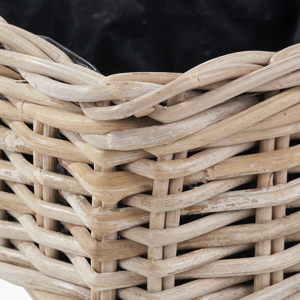 Tobs Set of 3 Indoor Outdoor Grey Kubu Rattan Square Basket Planters