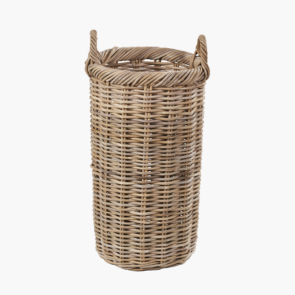 Tobs Grey Kubu Rattan Umbrella Basket – Handcrafted Rattan Hallway Storage