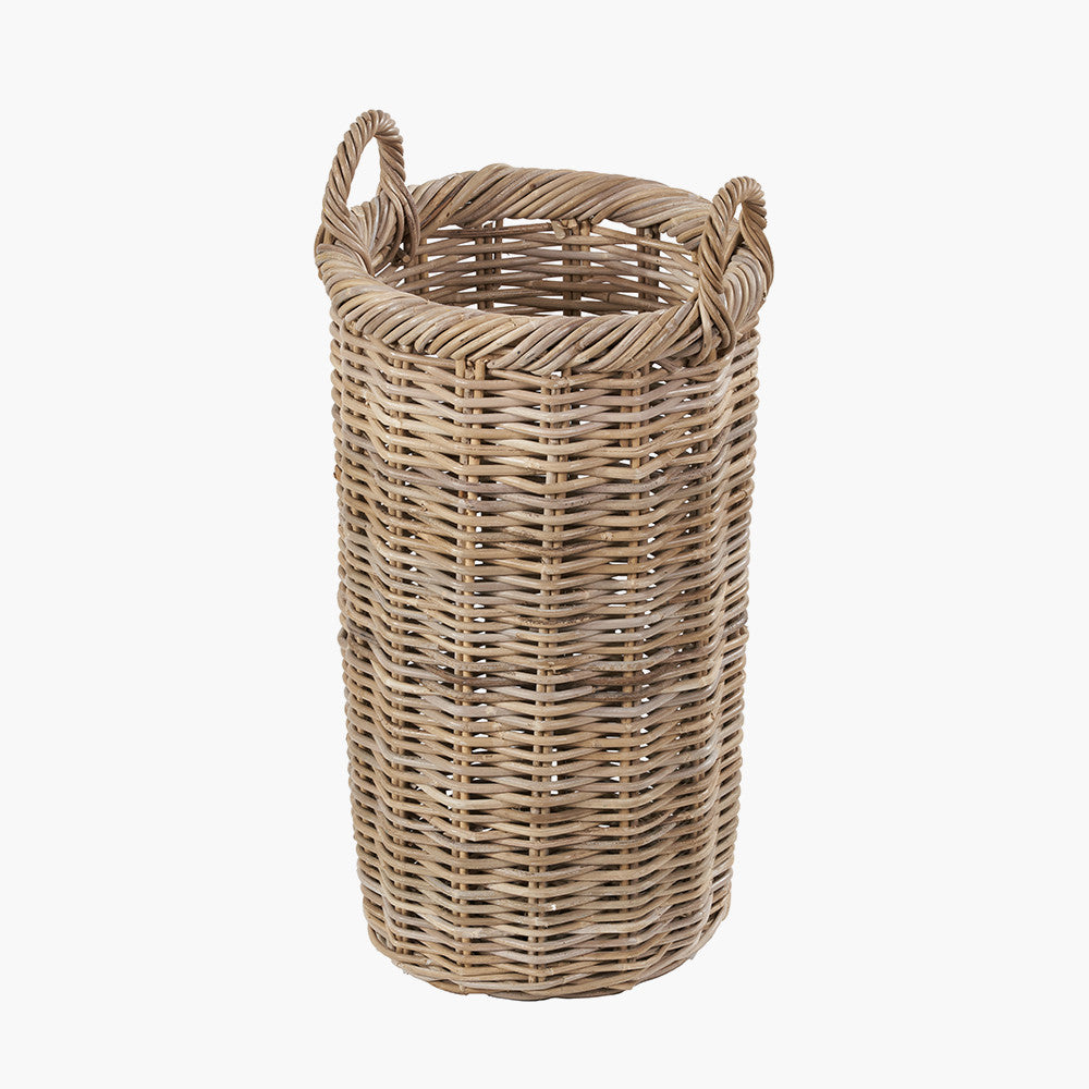 Tobs Grey Kubu Rattan Umbrella Basket – Handcrafted Rattan Hallway Storage